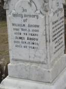Hermann A ARGOW
3 Mar 1922, aged 26
from the results of a burning accident in the Caledonian Colliery, Walloon
Wilhelm ARGOW
1 Nov 1938, aged 73
Agnes ARGOW
17 Oct 1929, aged 62
Haigslea Lawn Cemetery, Ipswich