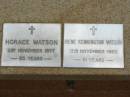 
Horace WATSON
21 Nov 1977, aged 83
Irene Kennington WATSON
13 Nov 1980, aged 81
Saint Augustines Anglican Church, Hamilton

