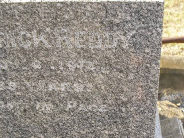 Mary Ellen  | wife of Patrick REDDY  | d: 10 Feb 1910, aged 64  | Patrick REDDY  | d: 6 Nov 1913, aged 69  | Harrisville Cemetery - Scenic Rim Regional Council  |   | 