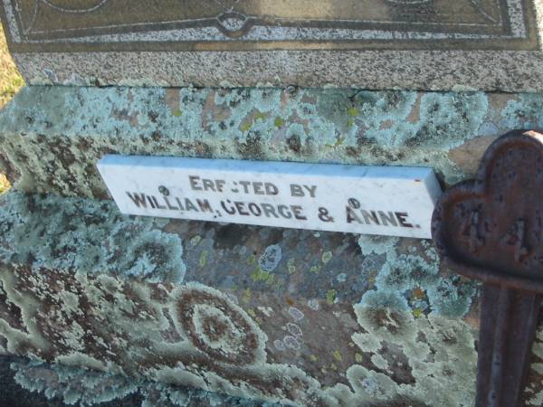 William RACKLEY  | d: 14 Dec 1932, aged 80  | Mira RACKLEY  | d: 31 Oct 1939, aged 90  | Erected by William, George and Anne  |   | Harrisville Cemetery - Scenic Rim Regional Council  | 