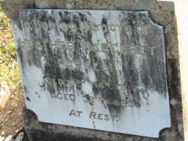 Heather Margaret PARCELL  | d: 6 May 1942, aged 32  |   | Harrisville Cemetery - Scenic Rim Regional Council  | 