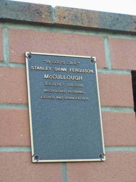 Stanley Shaw Ferguson McCULLOUGH  | b: 2 Feb 1928, d: 11 Aug 2006  |   | Harrisville Cemetery - Scenic Rim Regional Council  | 