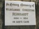 Wilhelmine Ernestine REINHARDT
b: 1894, d: 1974
Harrisville Cemetery - Scenic Rim Regional Council