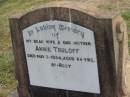 Annie TRULOFF
d: 2 May 1954, aged 64
Harrisville Cemetery - Scenic Rim Regional Council
