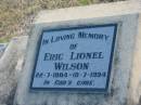 Eric Lionel WILSON
b: 22 Jul 1904
d: 18 Jul 1994
Harrisville Cemetery - Scenic Rim Regional Council