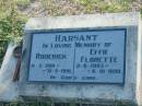 Roderick HARSANT
b: 4 Mar 1901
d: 31 May 1991
Effie Florette HARSANT
b: 2 Jun 1903
d: 6 Oct 1990
Harrisville Cemetery - Scenic Rim Regional Council