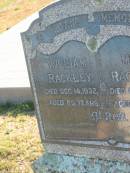 William RACKLEY
d: 14 Dec 1932, aged 80
Mira RACKLEY
d: 31 Oct 1939, aged 90
Erected by William, George and Anne
Harrisville Cemetery - Scenic Rim Regional Council