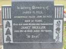 James M FELS
d: 28 Jun 1935, aged 21
Janet SKILLER
d: 29 Jun 1953, aged 70
Harrisville Cemetery - Scenic Rim Regional Council
