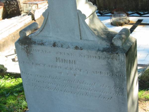 Heinrich G. KLIBBE, born 20 June 1877 died 1? June 1903, police;  | Minne, born 1 Oct 1889 died 7 Apr 1892, sister;  | St Paul's Lutheran Cemetery, Hatton Vale, Laidley Shire  | 