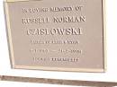 Russell Norman CZISLOWSKI,
father of Leah & Ryan,
6-1-1963 - 21-2-1998;
Helidon Catholic cemetery, Gatton Shire