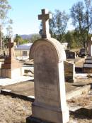 Margaret POWER,
wife of Thomas POWER,
native Co Roscommon Ireland,
died 18 Aug 1902 aged 68 years;
Thomas POWER,
native Waterford Ireland,
died 20 July 1934 aged 93 years;
Helidon Catholic cemetery, Gatton Shire