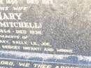 pioneers;
Michael OCONNOR,
drayman farmer,
born Bruff Eire 1850 died 1913;
Mary OCONNOR, nee MITCHELL, wife,
born 1854 died 1936,
parents of John, Mary, Sally, Lil, Joe, Nance,
Barney, Bridget (infant) & Winnie;
Helidon Catholic cemetery, Gatton Shire