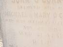 John OCONNOR,
son of Michael & Mary OCONNOR,
accidentally killed 24 Nov 1903 aged 21 years;
Helidon Catholic cemetery, Gatton Shire