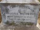 Charlotte Mary HULL,
died 3 Aug 1907 aged 27 years;
Charlotte Williams,
died 9 July 1911 aged 67? years;
Arthur Harris WARD,
died 16 Oct 1896 aged 21 years;
David WARD,
died 17 Aug 1882 aged 43 years;
Highfields Baptist cemetery, Crows Nest Shire