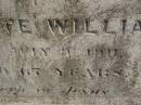Charlotte Mary HULL,
died 3 Aug 1907 aged 27 years;
Charlotte Williams,
died 9 July 1911 aged 67? years;
Arthur Harris WARD,
died 16 Oct 1896 aged 21 years;
David WARD,
died 17 Aug 1882 aged 43 years;
Highfields Baptist cemetery, Crows Nest Shire