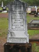 William WATSON,
died 12 Dec 1912;
Thomas & Mary WATSON,
parents;
Elizabeth Jane,
wife,
died 26 Jan 1943;
Nina Elizabeth WATSON,
died 14 July 1977;
Howard cemetery, City of Hervey Bay
