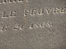 Mary Ann,
wife of Francis LE FEUVRE,
died Jondaryan 29 Oct 1890 in 43rd year;
Charles William & Emily Isabella LE FEUVRE,
died 21 Sept 1868;
Jondaryan cemetery, Jondaryan Shire