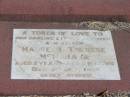 Maureen Therese MCNAMARA,
daughter sister,
died 4 Sept 1959 aged 2 years 5 months;
Jondaryan cemetery, Jondaryan Shire