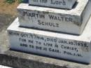 Martin Walter SCHULZ,
born 7 Oct 1914 died 10 Jan 1939;
Kalbar General Cemetery, Boonah Shire