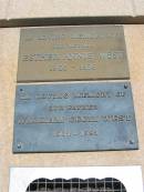 Mary Mabel WALKER, mother grandmother,
died 3 July 1975 aged 81 years;
Esther Annie WEST, mother,
1903-1976;
William Cecil WEST, father,
1902-1983;
Kalbar General Cemetery, Boonah Shire