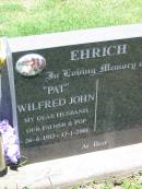 EHRICH,
Pat Wilfred John,
husband father pop,
26-6-1913 - 13-1-2001;
Kalbar General Cemetery, Boonah Shire