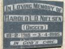Harold L.D. NIELSEN (Digger),
19-2-1918 - 3-4-1995;
Kalbar General Cemetery, Boonah Shire