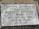 Elizabeth CHASELEY, sister,
died 18 July 1950 aged 80 years;
Kalbar General Cemetery, Boonah Shire