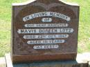 Mavis Doreen LOTZ, daughter,
died 22 Oct 1947 aged 18 years;
Kalbar General Cemetery, Boonah Shire