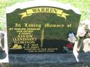 Alven (Lindsay) Gordon WARREN,
husband father poppy,
7-3-1947 - 6-6-2000;
Kalbar General Cemetery, Boonah Shire