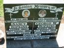 Nancy HOPKINS,
wife mother grandmother,
died 20 Aug 1993 aged 67 years;
George W. HOPKINS,
husband father grandfather,
died 7 Aug 1996 aged 72 years;
parents of Lynette, Janice, Pamela, Helen,
Glenda & Daniel;
Kalbar General Cemetery, Boonah Shire