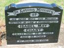 Isabel May CHANT,
wife mother mother-in-law grandmother,
died 22-12-2003 aged 83 years;
Kalbar General Cemetery, Boonah Shire