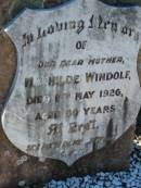 Mathilde WINDOLF, mother,
died 9 May 1926 aged 80 years;
Kalbar General Cemetery, Boonah Shire