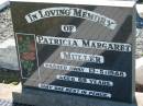 Patricia Margaret MULLER,
died 13-5-1988 aged 69 years;
Kalbar General Cemetery, Boonah Shire