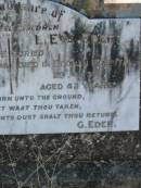 children of G. EDER;
F. Gustav EDER,
died Toowoomba Hospital 7-4-37 aged 52 years;
L. Eva EDER,
died Boonah Hospital 29-4-37 aged 42 years;
Kalbar General Cemetery, Boonah Shire