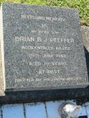 Brian B.J. PFEFFER, son,
accidentally killed 29 June 1962 aged 19 years,
erected by mother;
Kalbar General Cemetery, Boonah Shire