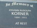 Johann Rudolph KORNER,
1884 - 1972;
Kalbar General Cemetery, Boonah Shire