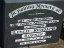 Leslie Rudolph KORNER,
husband father father-in-law grandpa,
7-8-1918 - 3-12-1984;
Kalbar General Cemetery, Boonah Shire