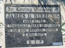 James D. NEIBLING,
tragically taken 28-7-2002 aged 31 years,
son brother father soul mate;
Kalbar General Cemetery, Boonah Shire