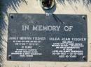 James Mervyn FISCHER,
26-2-20 - 31-3-01 aged 81 years,
husband father grandfather great-grandfather;
Hilda Jean FISCHER (nee GRAY),
05-09-1922 - 02-11-2002 aged 80 years,
wife of James Mervyn,
mother grandmother great-grandmother;
Kalbar General Cemetery, Boonah Shire