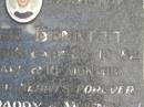 Tony Lee BENNETT,
died 26-12-82 aged 4 years & 10 months,
missed by daddy & mummy;
Kandanga Cemetery, Cooloola Shire