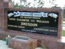 parents;
Annie Elizabeth SMERDON,
died 25 Nov 1962 aged 69 years;
William SMERDON,
died 11 March 1965 aged 73 years;
Kandanga Cemetery, Cooloola Shire
