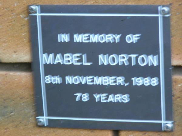 Mabel NORTON  | 8 Nov 1988, aged 78  | Kenmore-Brookfield Anglican Church, Brisbane  | 