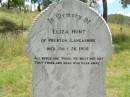 Eliza HUNT, of Preston Lancashire, died 26 July 1906; Kilkivan cemetery, Kilkivan Shire 
