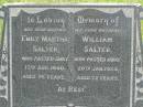 Emily Martha SALTER, mother, died 15 Aug 1940 aged 76 years; William SALTER, husband, died 20 Jan 1934 aged 72 years; Kilkivan cemetery, Kilkivan Shire 