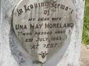Una May MORELAND, wife, died 2 July 1943; Kilkivan cemetery, Kilkivan Shire 
