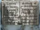 Mary Isabel HEWSON, wife of Fred HEWSON, died 18 May 1965 aged 74 years; Frederick HEWSON, husband, died 19 Jan 1947 aged 69 years; Kilkivan cemetery, Kilkivan Shire 
