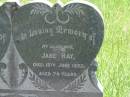 Jane RAY, wife mother, died 15 June 1932 aged 74 years; Joseph RAY, father, died 13 Mar 1944 aged 94 years; William Francis RAY, uncle, died 16 April 1931 aged 73 years; Kilkivan cemetery, Kilkivan Shire 