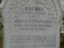 Julia FITZALLEN,
died 22 Nov 1893 aged 60 years;
Killarney cemetery, Warwick Shire