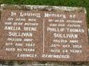 Amelia Irene SULLIVAN,
wife mother,
died 11 Aug 1987 aged 90 years;
Phillip Thomas SULLIVAN,
husband father,
died 28 Oct 1958 aged 64 years;
Killarney cemetery, Warwick Shire