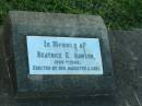 Beatrice E. DAWSON,
1909 - 1949,
erected by daughter & sons;
Killarney cemetery, Warwick Shire